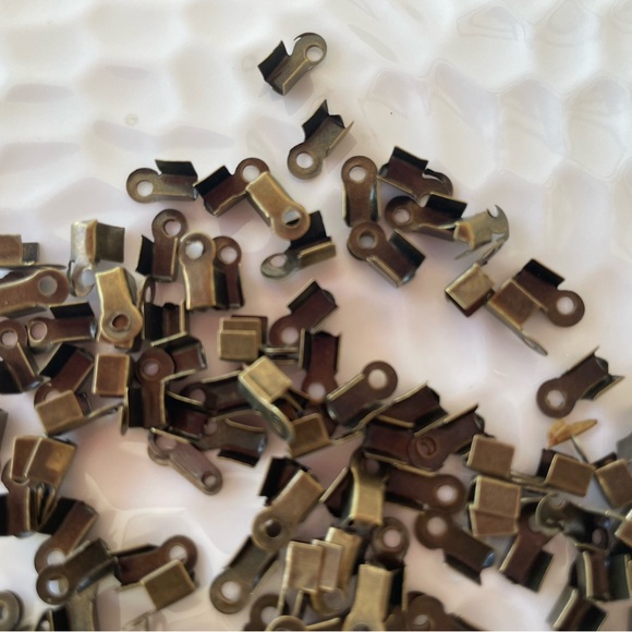 90 Fold Over Cord End Findings in Antique Brass Tone for Jewelry Craft Making - Picture 3 of 6